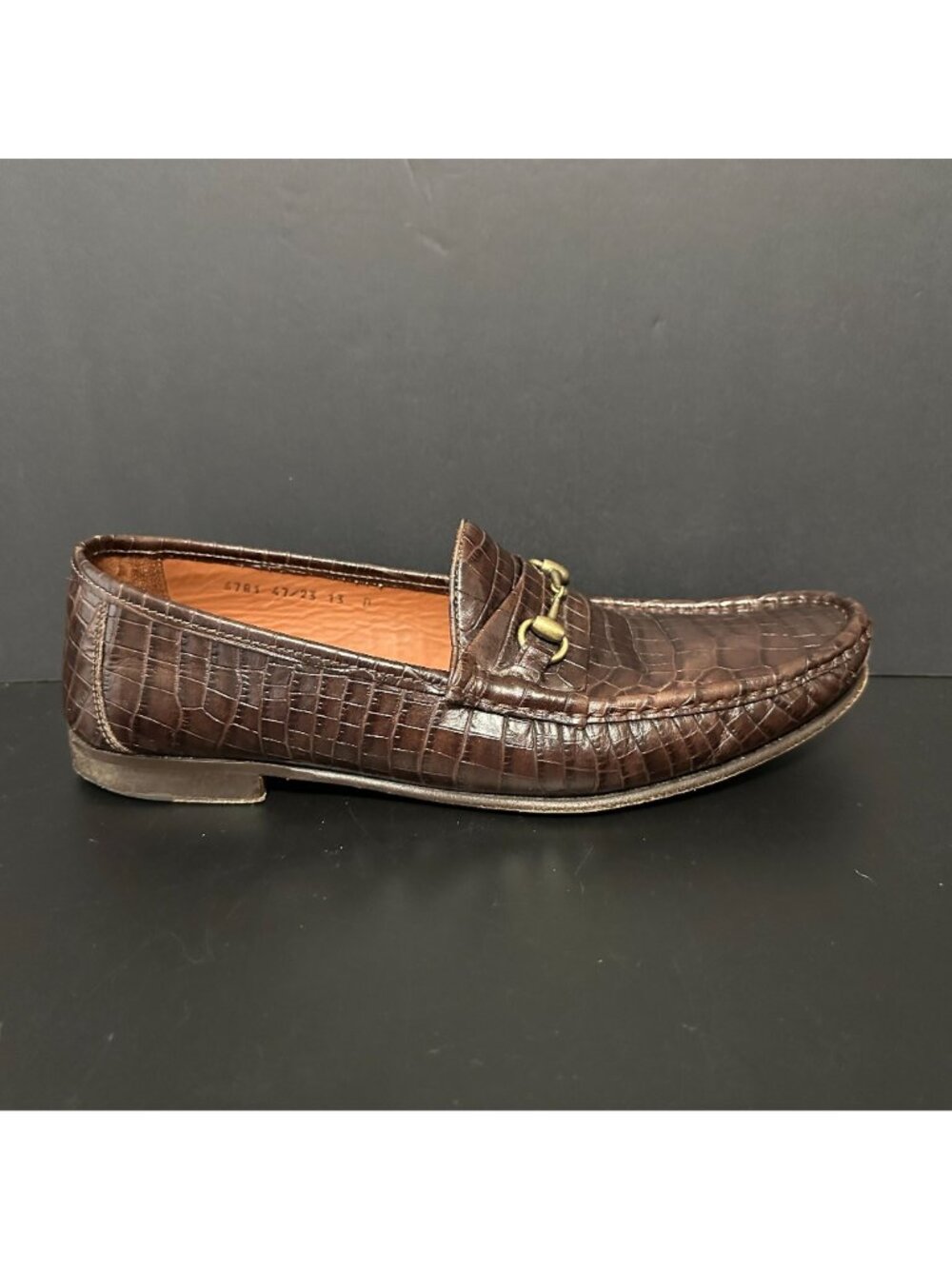 ALLEN EDMONDS Verona II Italian Loafer Crocodile Embossed Leather Brown Size 13D - Picture 2 of 15